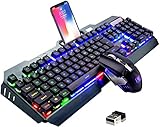 Wireless Gaming-Tastatur und Maus-Set, 2,4 G wiederaufladbare 3800 mAh...