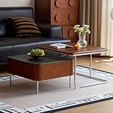 YESWOOD Massivholz Beistelltisch Set mit großem Stauraum, quadratischer...