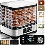 Yoer Dörrautomat Edelstah 450W, 6 Einlegefächer + 9 Zubehör, 4725 cm2,...