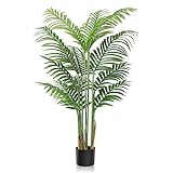 Dremisland Künstliche Palmen Pflanzen 120cm Fake Tropische Areca Palme mit...