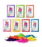 h2i Holi Pulver | 7 Farben x 100 g | 700 g buntes Farbpulver | Holi Color...