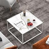 Giantex Quadratischer Couchtisch mit Tischplatte aus Kunstmarmor und...
