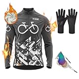 Herren Winter Fahrradtrikot Langarm Thermo Funktions Radtrikot Warm Fleece,...