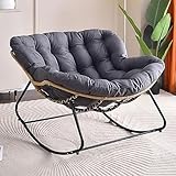 Bequemer dunkelgrauer Korbstuhl mit dickem Kissen – stilvolle...