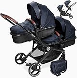 babyGO Kinderwagen 3 in 1 für Zwillinge -...