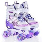 TOMSHOO Rollschuhe Kinder, Roller Skates mit 4 Größen Verstellbar, LED...