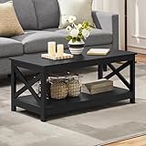 39,4 x 21,5 x 17,7 Zoll Holz-Couchtisch 2-stöckig mit Ablage für...