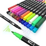 MISDUWA Dual Brush Pen Set, 24 Farben Pinselstift mit Zwei Spitzen...