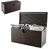 HOMASIS 276L Auflagenbox wetterfest, Gartenbox aus HDPE-Rattan,...