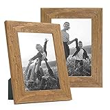 Bilderrahmen 13x18 cm Holz Eiche-Optik, 2er Set Echtholz-Rahmen rustikal,...