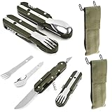 2 Stück Outdoor Bundeswehr Besteck Edelstahl Campingbesteck Essbesteck, 5...