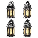 IMAGE Kerzenlaterne 4 Stück Hängende Laterne Metall Kerzenhalter mit...