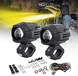 CO LIGHT 2 Stück Motorrad LED Nebelscheinwerfer 60W Bernstein Weiß...