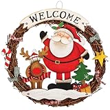 com-four® Weihnachtskranz geflochten - Tür Kranz Welcome für Weihnachten...