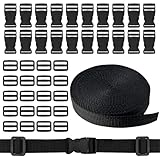 10 M Nylon Gurtband mit 20 Paar Schnallen, 20 mm Schwarzes Nylonband mit...
