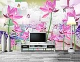 Lotus Schmetterling Wasser-Muster 3D Tapete Poster Restaurant Schlafzimmer...