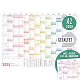 Häfft® Wandkalender 2025 A2 gefalzt (59,4 x 42 cm) 'Rainbow' Wandplaner...