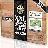 Deer & Oak Schneidebrett Holz – XXL Bambusbrett 44x30x2cm, Vorgeölt &...