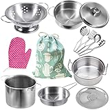 GOLCUGYJH Edelstahl Pretending Cooking Utensils Kochgeschirr Set, Mini Play...
