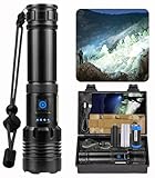 Taschenlampe LED Aufladbar 500000 Lumen, Extrem Hell Zoombares Taktische...