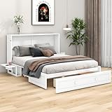 WIZBED Schrankbett Bed mit Schubladen, Mobiles Holzbett mit kleinem Regal,...