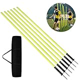 AufuN Slalomstangen Set 180cm, 6er-Set Trainingsstangen mit Stahlspitzen...