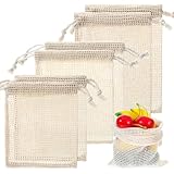 AOUZO 6 Stück Einkaufsbeutel aus Baumwollnetz, 3 Größen...