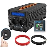 EDECOA Spannungswandler 24V 230V Reiner Sinus 2000W Wechselrichter mit 2X...