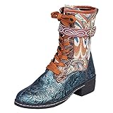 Stiefel GefüTtert Damen Stiefeletten Damen Winter Lace-Up Round Embroidery...