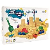 Genio Kids Magic Sand Baustellenfahrzeuge Kinder Set 1 kg Zaubersand mit...