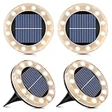 Solar Bodenleuchte Warmweiß, 12 LEDs Solarleuchten für Außen, 4 Stück -...