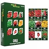 Chilisamen Set - 9 Sorten Samen - Saatgut Sortiment - Anzuchtset für...