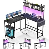 Devoko Gaming Tisch mit LED, Eckschreibtisch Gaming Schreibtisch mit 2...