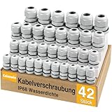 42Pcs Kabelverschraubung Set - Caianwin IP68 Kabeldurchführung Wasserdicht...