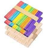 TXMLXY Jumbo-Bastelstäbchen, 15,2 cm, buntes und natürliches Holz,...