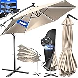 KESSER® Alu Ampelschirm LED Solar Ø300cm Inkl. Fernbedienung,Cover,...
