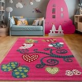 SIMPEX Teppich Rund Kinderzimmer Eulenmuster Violett Kurzflor Kinderteppich...