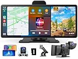 9.3 Zoll Carplay Display mit 4K Dashcam Auto Vorne,1080P Rückfahrkamera,...