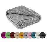 wometo Kuscheldecke Strick 140x190 grau - Strickdecke oekoTex warme weiche...