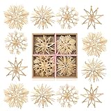 com-four® 12x Strohsterne im Mix-Set - Christbaum-Schmuck -...