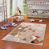 Pergamon Kinderzimmer Teppich Kurzflor Maui Kids Fuchs und Bär Beige Braun...