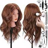 SZCY LLC Mannequin-Kopf mit 100 % Echthaar, 45,7 cm, Dunkelbraun, Echthaar,...