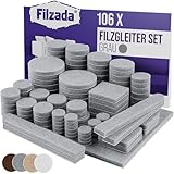 Filzada® Filzgleiter Selbstklebend Set 106 Stück (Eckig und Rund) - Grau...