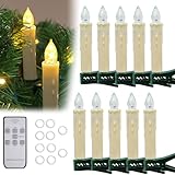 10 Stück LED Kerzen, Dimmbare LED Mini Weihnachtskerzen mit Kabellos...