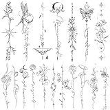 CHARLENT Temporäre Tattoo für Frauen und Mädchen – 45 Stück Linien,...