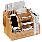 NUODWELL Upgrade Schreibtisch-Organizer aus Holz mit Handy-Dockingstation,...