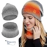 Achort Erhitzt Strickmütze Wintermütze Schal Set Beanie Gestrickt Set...