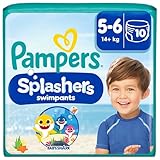 Pampers Windeln Größe 5-6, Splashers Baby Shark Limited Edition, 10...