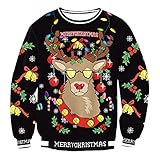 BesserBay Weihnachten Herren 3D Gedruckt Grafik Pullover Christmas Rundhals...