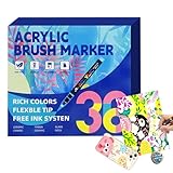 Acrylmarker Mit Pinselspitze - 36-Farbig Wasserfest Nicht Ausblutend...